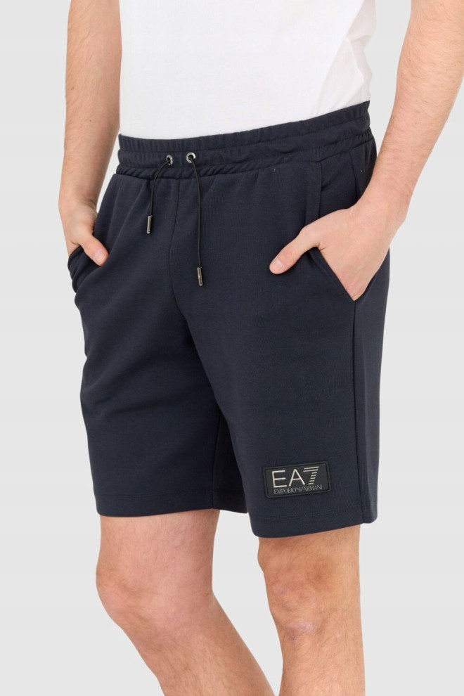 EA7 Navy blue men's sweat shorts