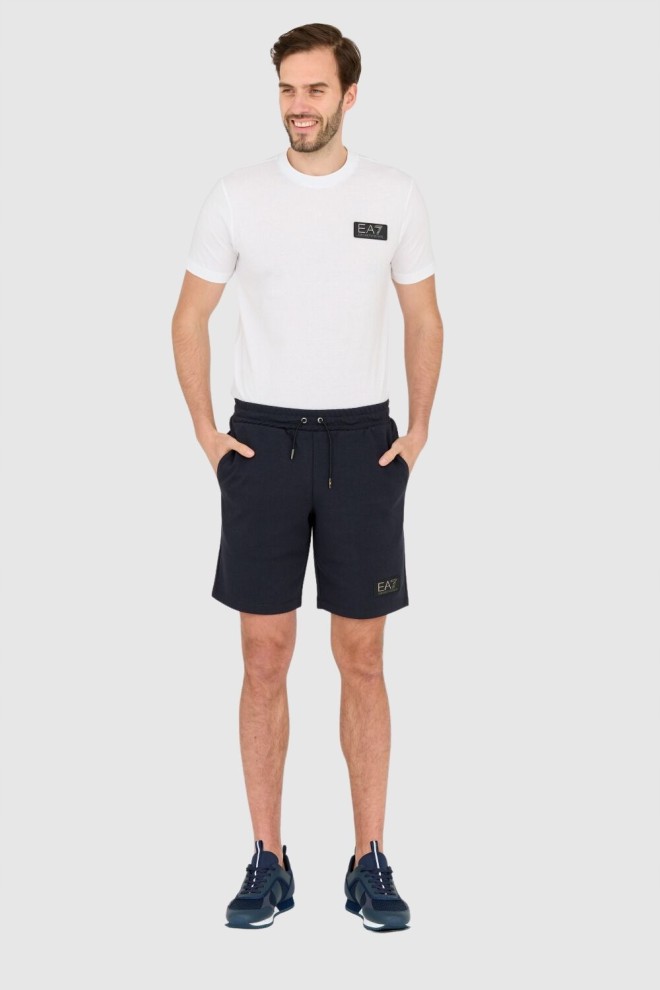 EA7 Navy blue men's sweat shorts