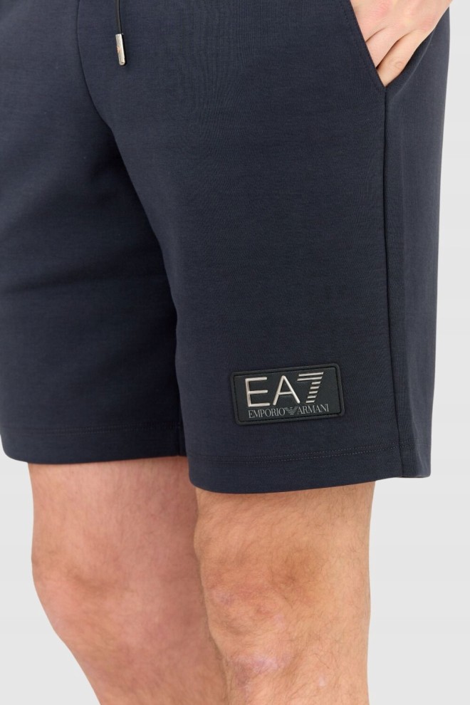 EA7 Navy blue men's sweat shorts