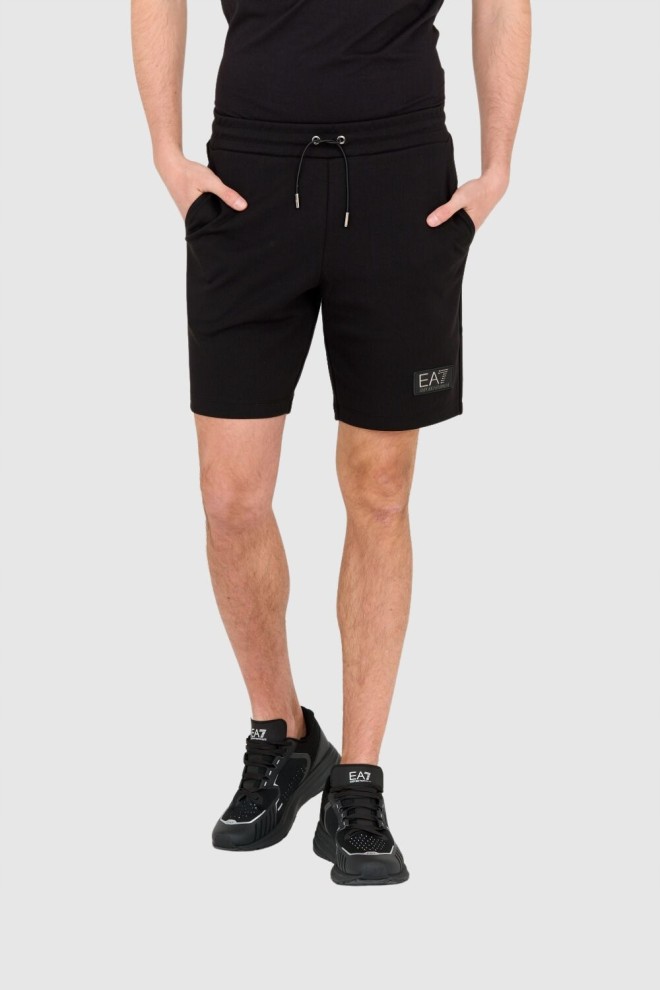 EA7 Men's short black shorts with patch