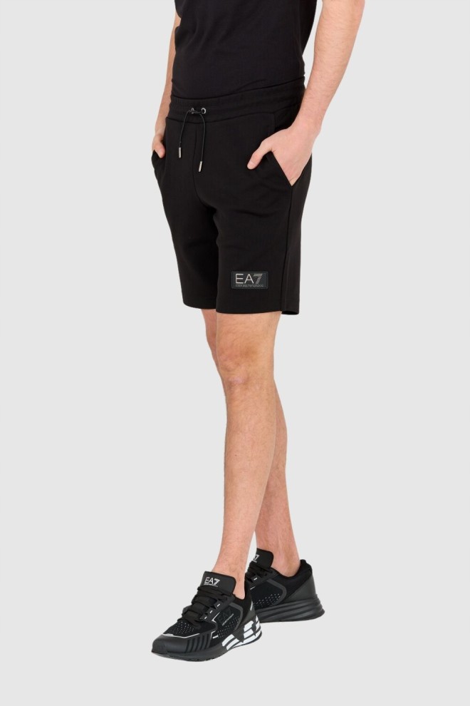 EA7 Men's short black shorts with patch