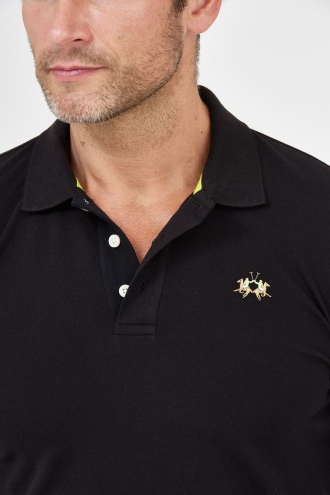 LA MARTINA Black long sleeve polo