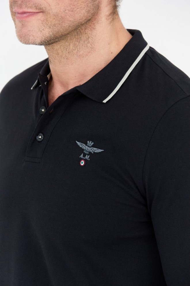 AERONAUTICA MILITARE Black long sleeve polo