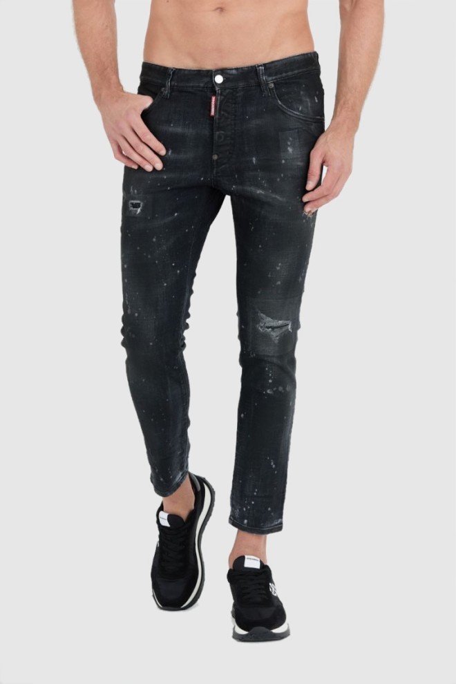 DSQUARED2 Black ring studs wash skater jeans