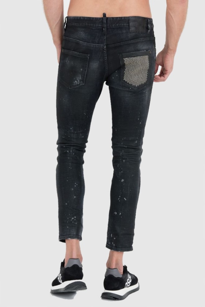 DSQUARED2 Black ring studs wash skater jeans