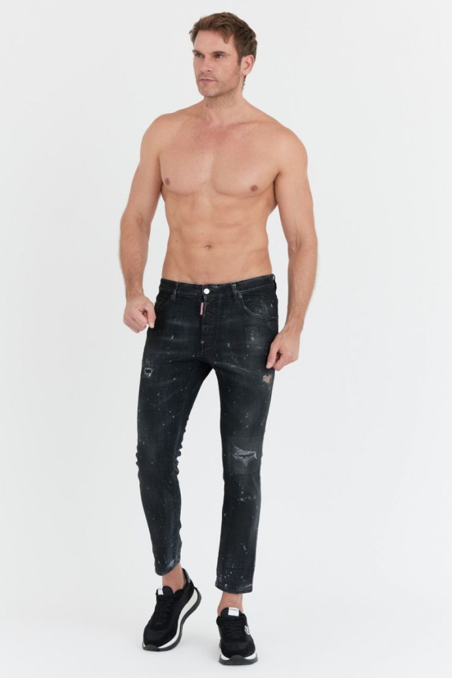 DSQUARED2 Czarne jeansy black ring studs wash skater jeans