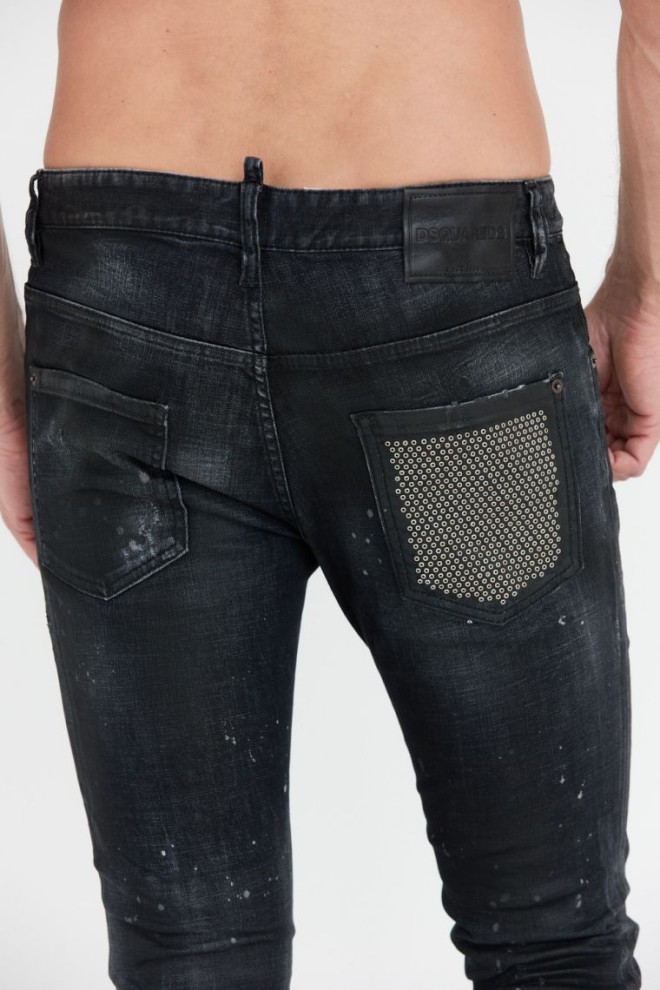 DSQUARED2 Black ring studs wash skater jeans