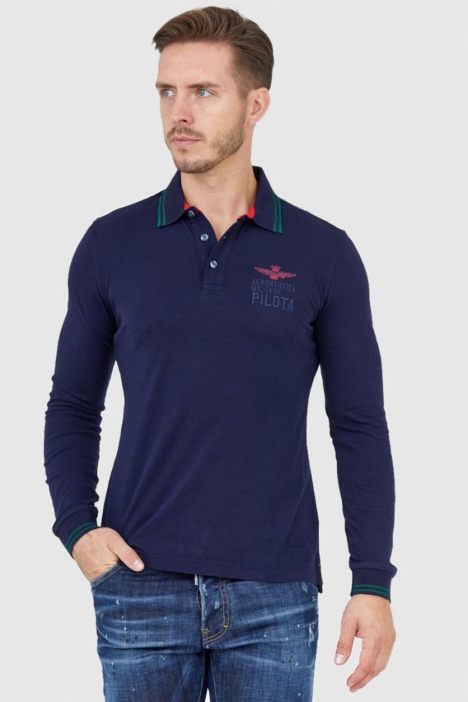 AERONAUTICA MILITARE Granatowy long sleeve polo