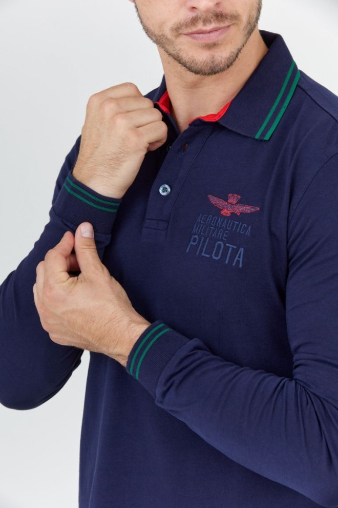 AERONAUTICA MILITARE Granatowy long sleeve polo