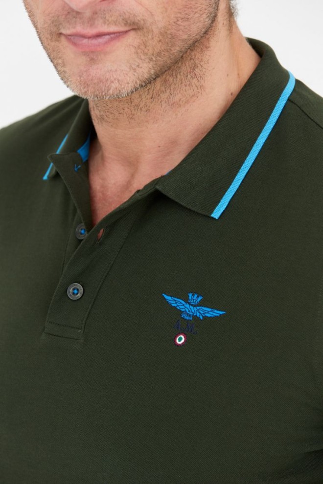 AERONAUTICA MILITARE Green long sleeve polo