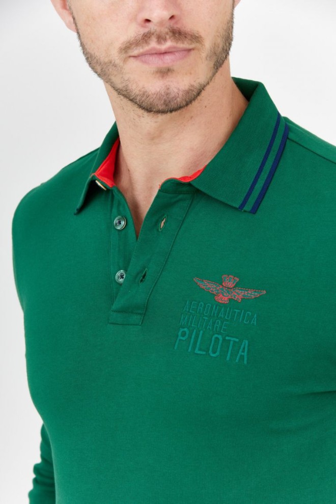 AERONAUTICA MILITARE Green long sleeve polo