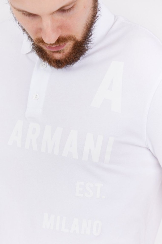 ARMANI EXCHANGE Біле поло з принтом