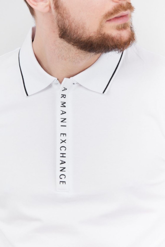 ARMANI EXCHANGE White men's zip-up polo shirt