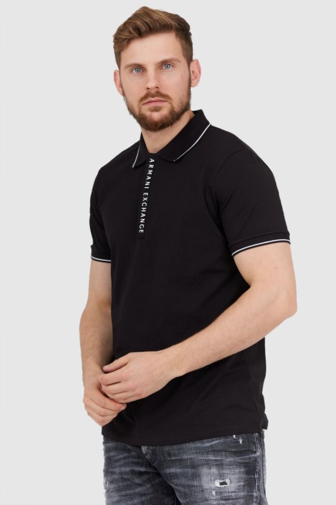 ARMANI EXCHANGE Black men's zip-up polo shirt