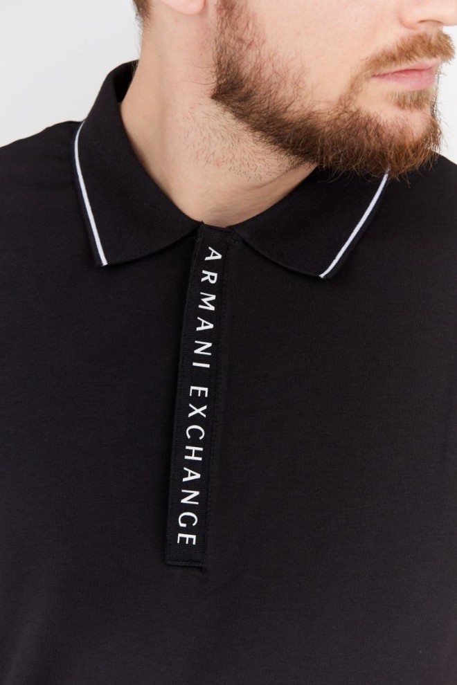 ARMANI EXCHANGE Black men's zip-up polo shirt