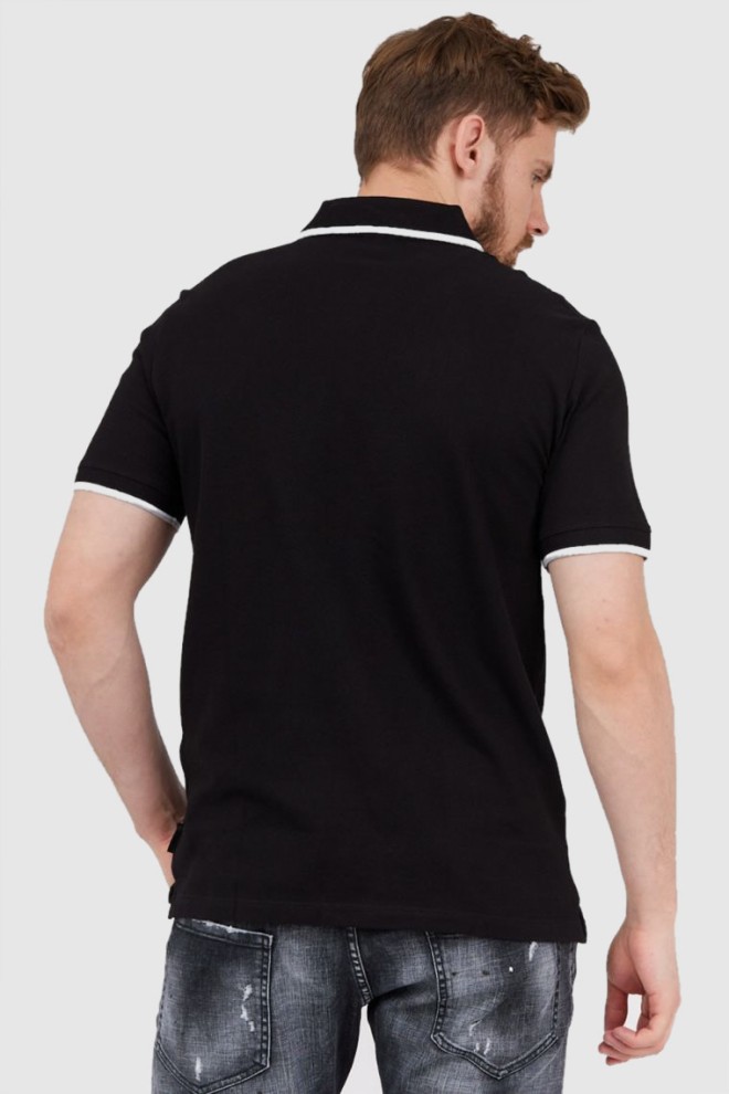 ARMANI EXCHANGE Tricou polo negru pentru bărbați cu logo rotund