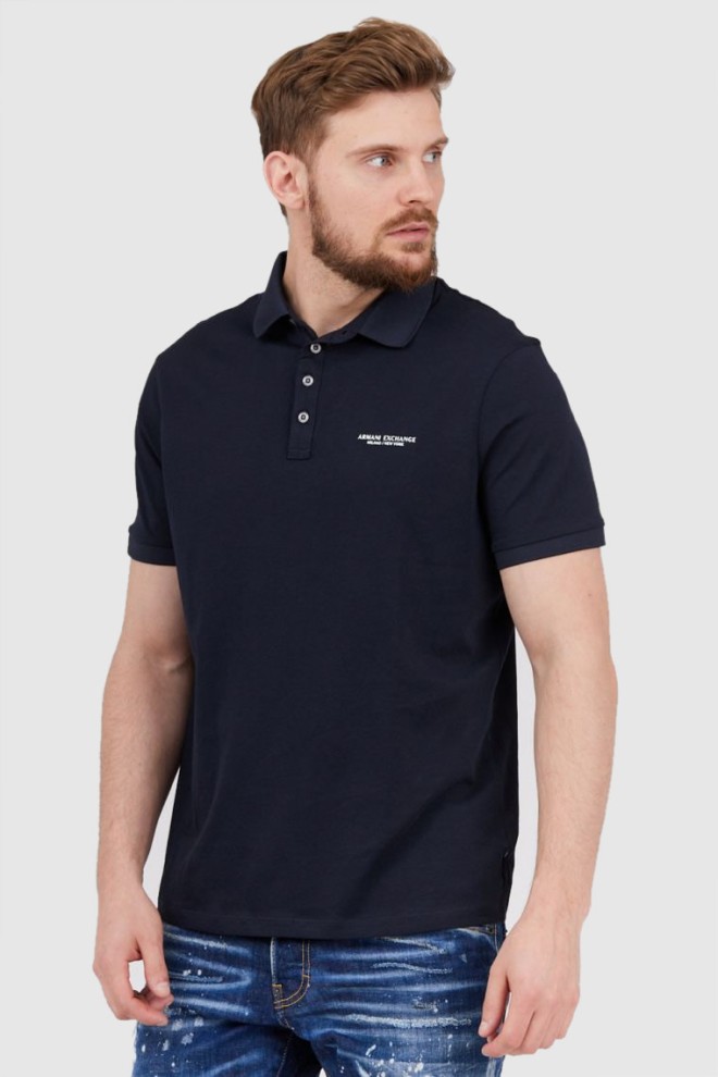 ARMANI EXCHANGE navy blue polo shirt with white logo