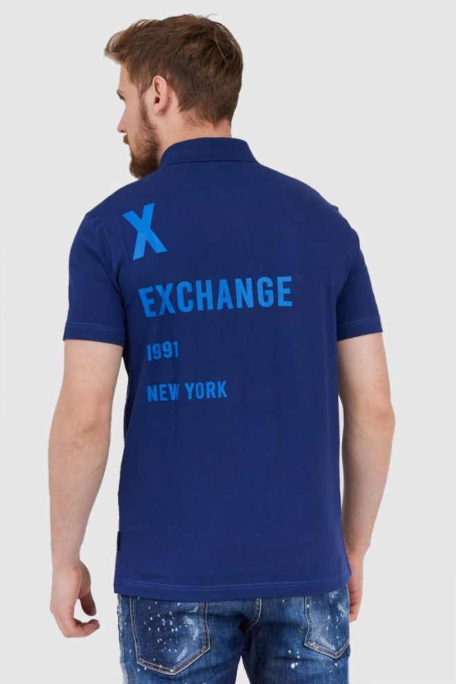 ARMANI EXCHANGE navy blue printed polo shirt