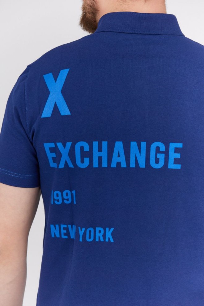 Tricou polo imprimat ARMANI EXCHANGE albastru marin pentru bărbați