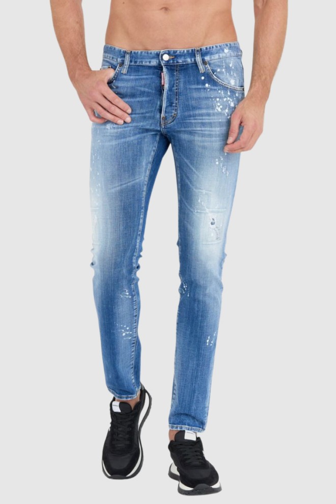 DSQUARED2 blue jeans medium bleached spots wash cool guy