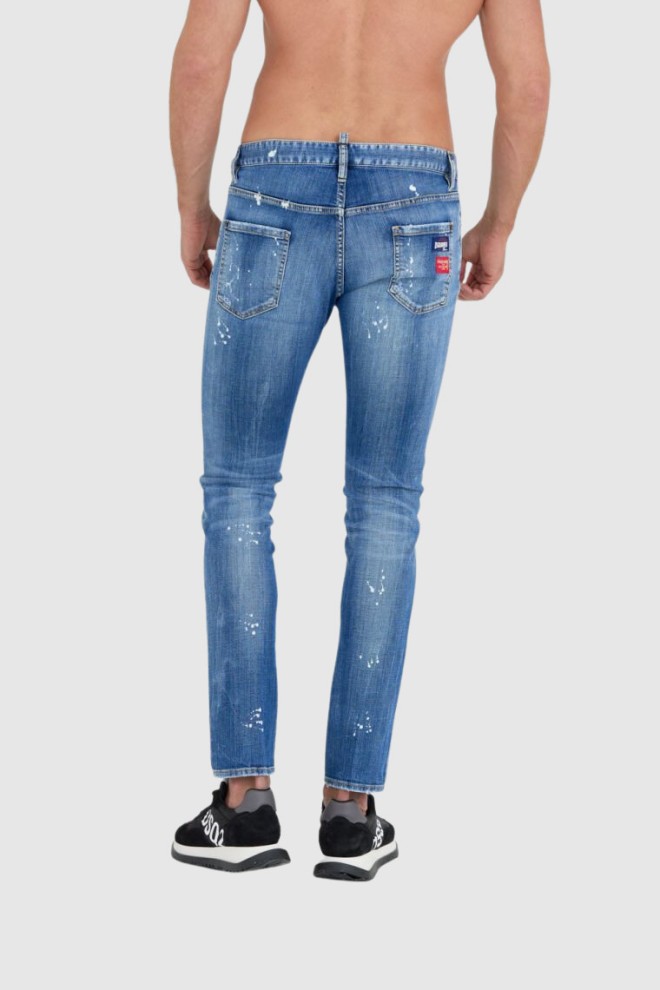 DSQUARED2 blue jeans medium bleached spots wash cool guy