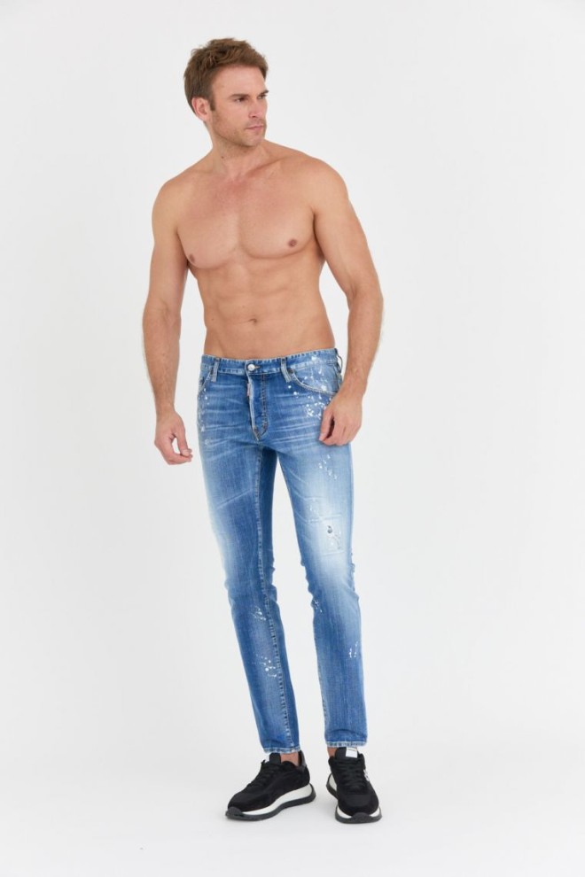 DSQUARED2 blue jeans medium bleached spots wash cool guy