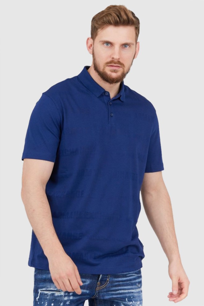 Tricou polo ARMANI EXCHANGE pentru bărbați cu logo albastru marin