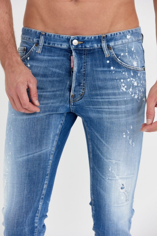 DSQUARED2 blue jeans medium bleached spots wash cool guy