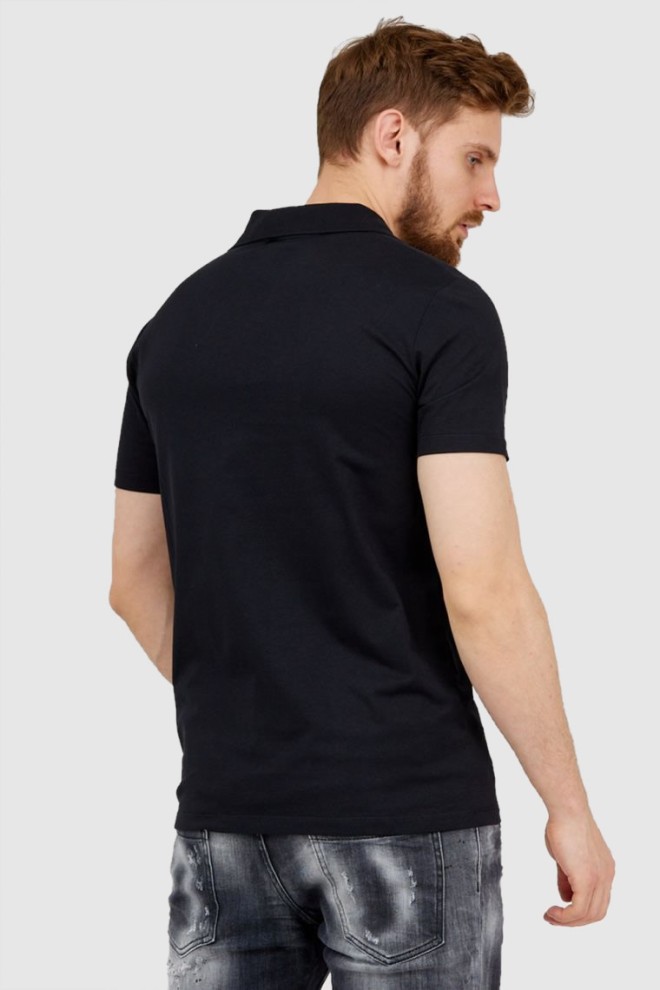 BALMAIN Black polo shirt with velvet logo