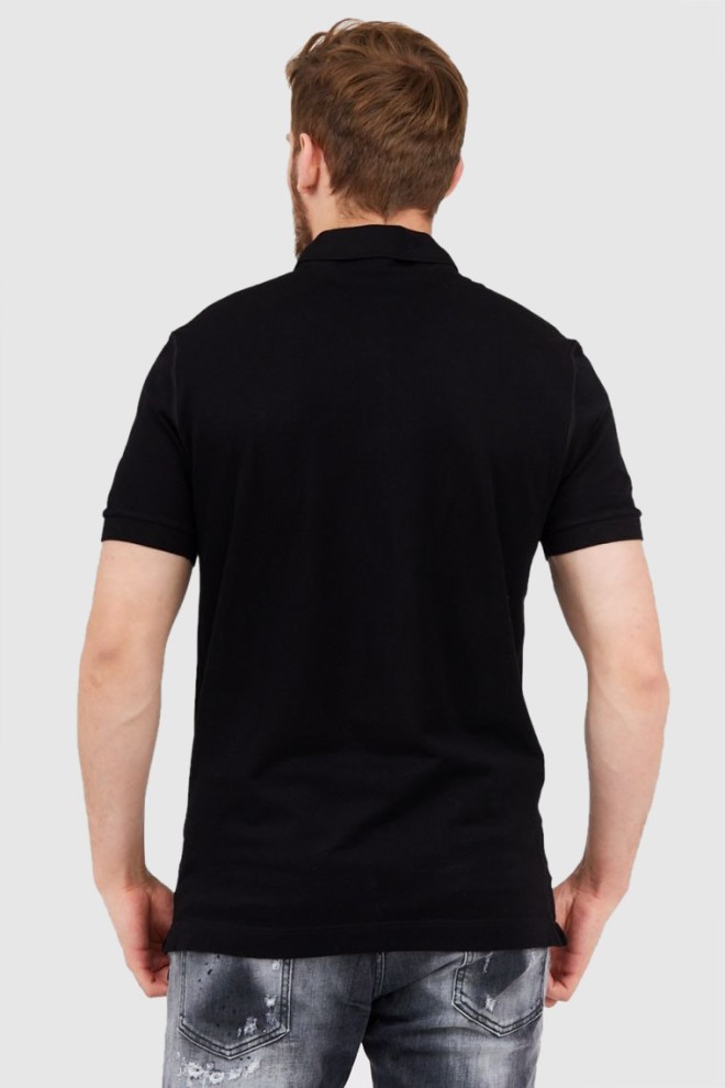 DOLCE & GABBANA Black polo shirt with logo appliqué