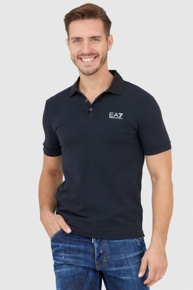 EA7 Dark blue polo shirt with silver logo