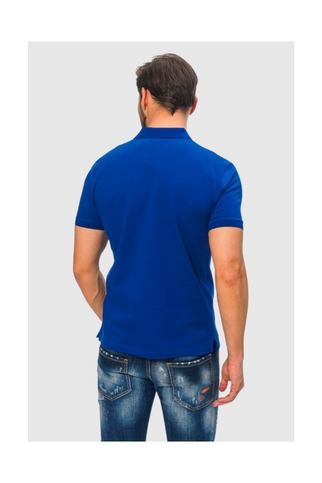 EMPORIO ARMANI Blue polo shirt with small logo