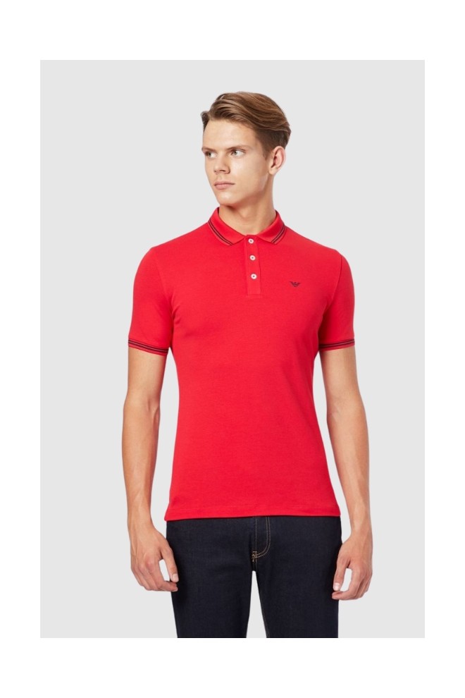 EMPORIO ARMANI Tricou polo roșu pentru bărbați