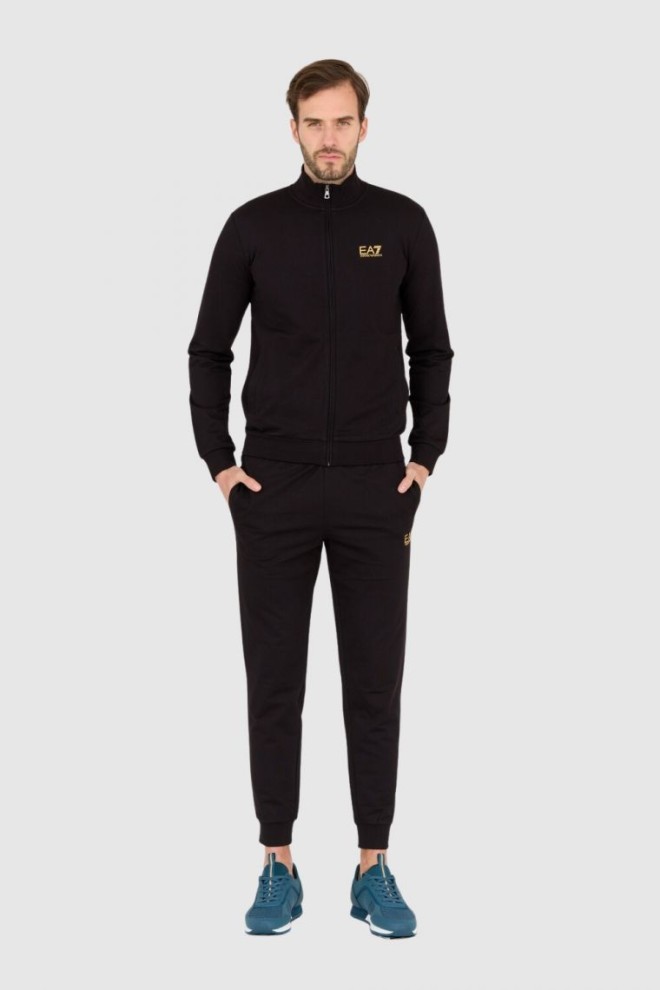 EA7 Black tracksuit with gold logo