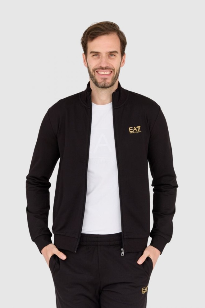 EA7 Black tracksuit with gold logo