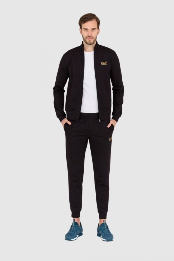 EA7 Black tracksuit with gold logo