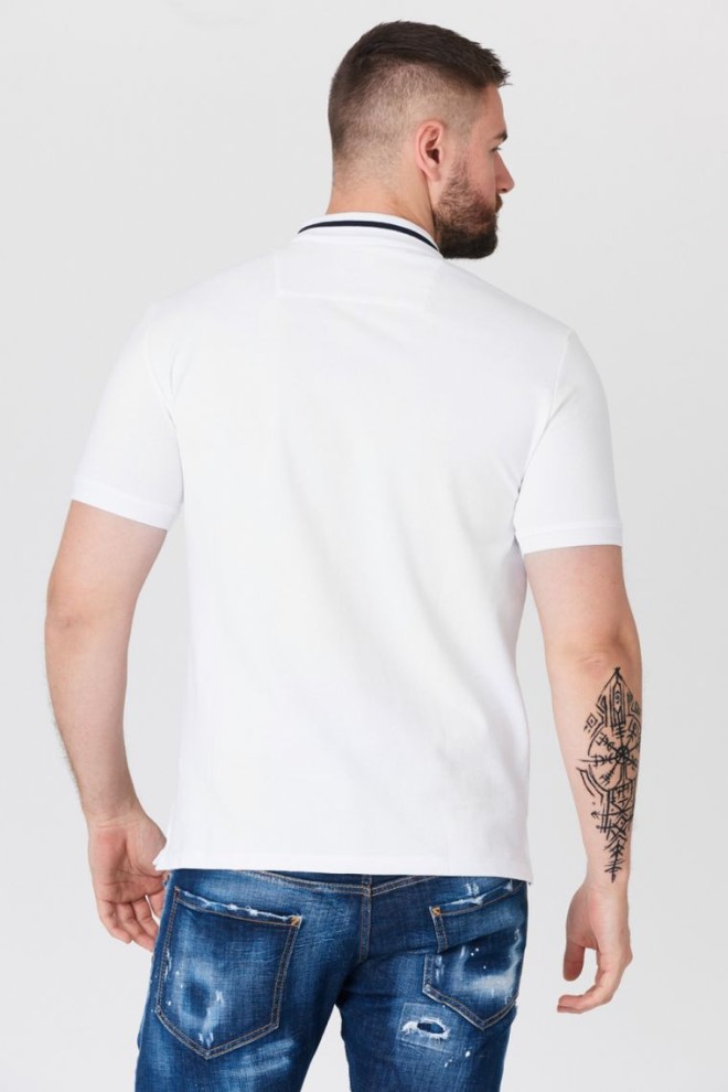 GUESS White polo shirt with stripe on collar