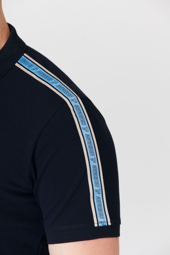 GUESS Navy blue polo shirt with stripes