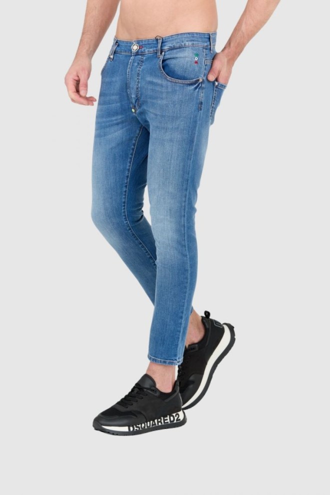 PHILIPP PLEIN Blue men's button-up jeans