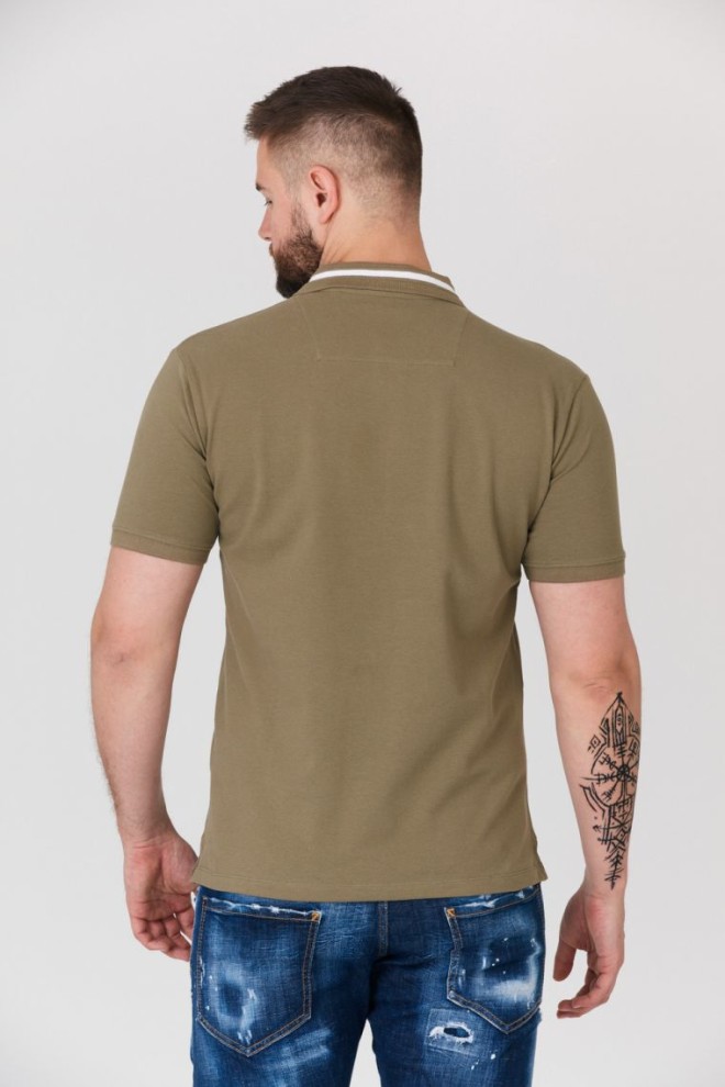 GUESS Khaki polo shirt with collar strap