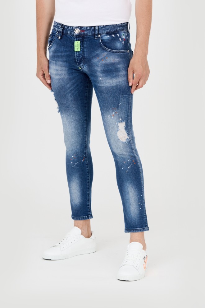 PHILIPP PLEIN Niebieskie męskie jeansy