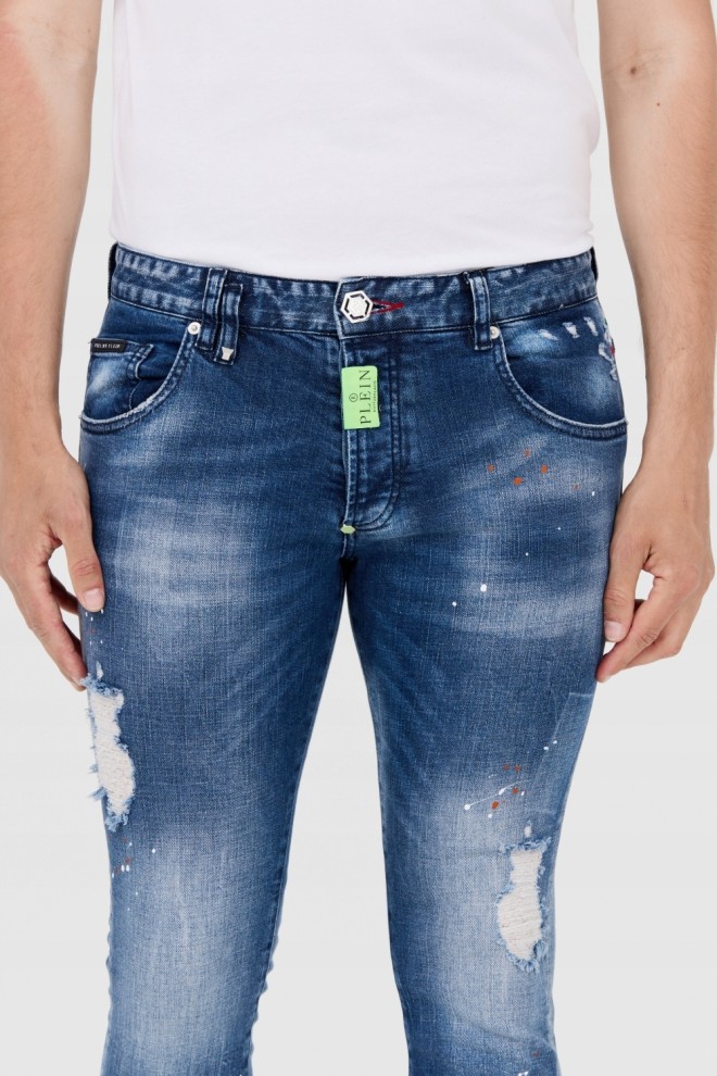 PHILIPP PLEIN Niebieskie męskie jeansy