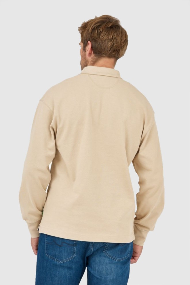 LA MARTINA Beige men's polo shirt with embroidered logo