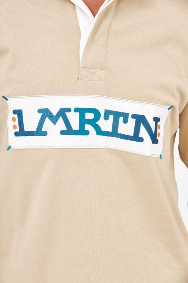 LA MARTINA Beige men's polo shirt with embroidered logo