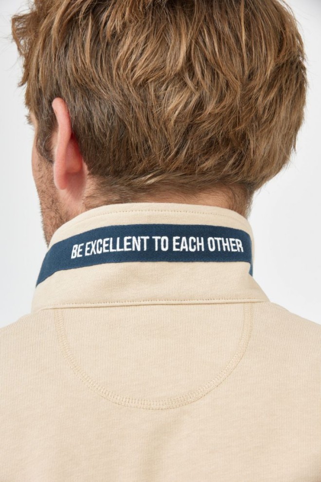 LA MARTINA Beige men's polo shirt with embroidered logo