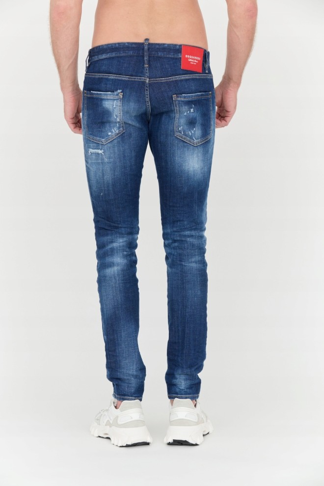 DSQUARED2 Granatowe jeansy z przetarciami