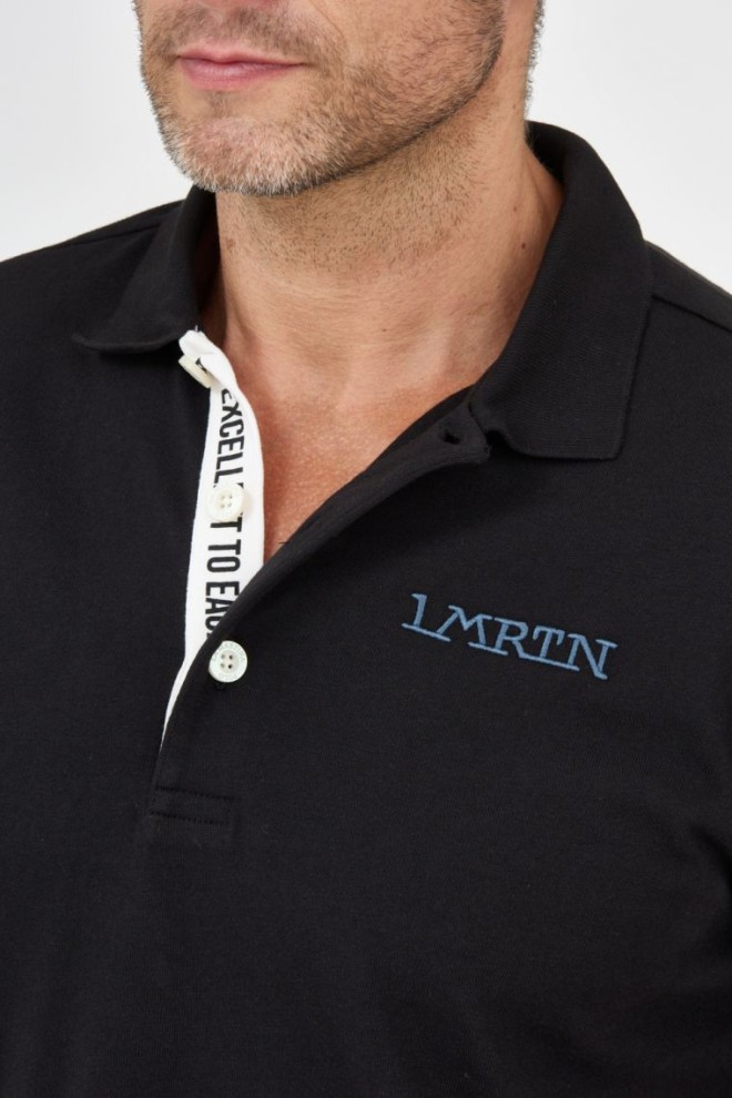 LA MARTINA Black men's polo shirt