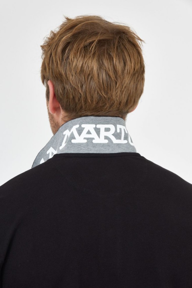 LA MARTINA Polo negru cu mânecă lungă pentru bărbați