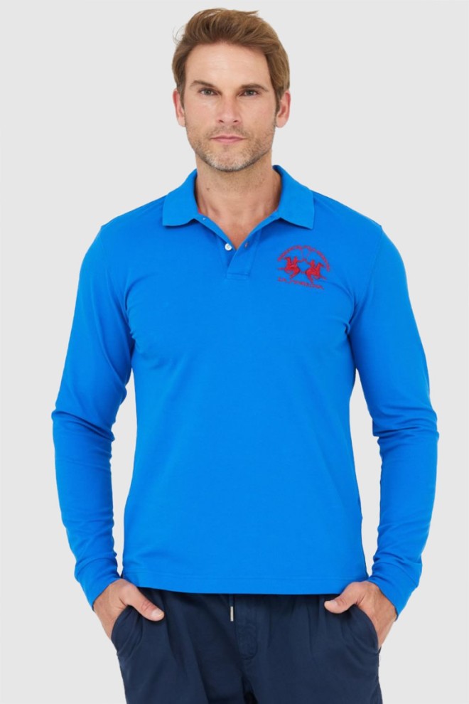 LA MARTINA Blue long sleeve polo