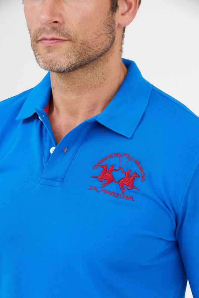 LA MARTINA Blue long sleeve polo